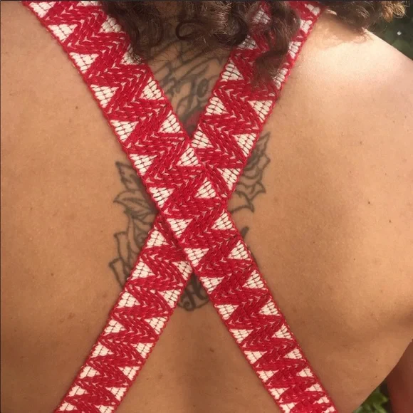 1 Left! TOPSHOP red zebra stripe crossback swimsuit - Picture 3 of 8